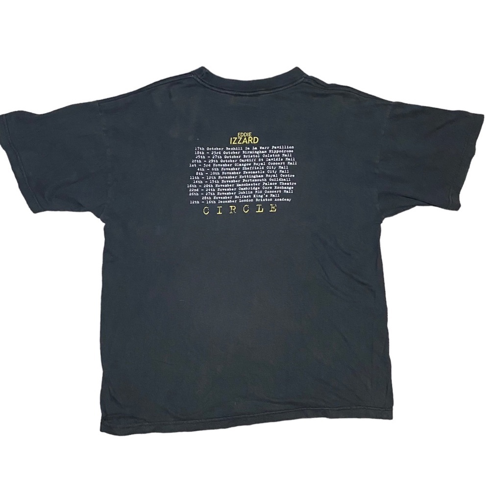 Y2K Vintage 2002 Eddie Izzard‎ European Circle Tour Black T-shirt Size Large - Picture 2 of 5